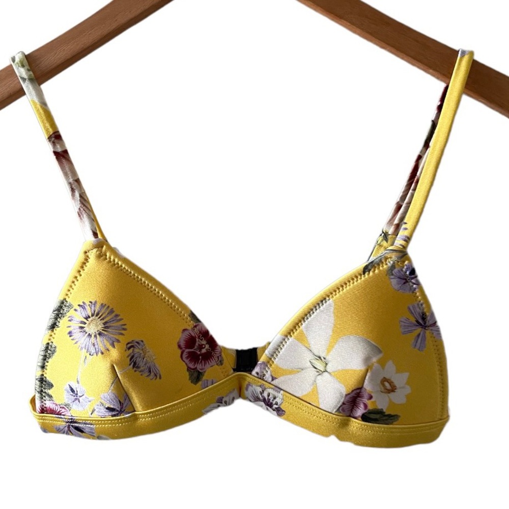 Triangl floral neoprene triangle bikini top/ XS